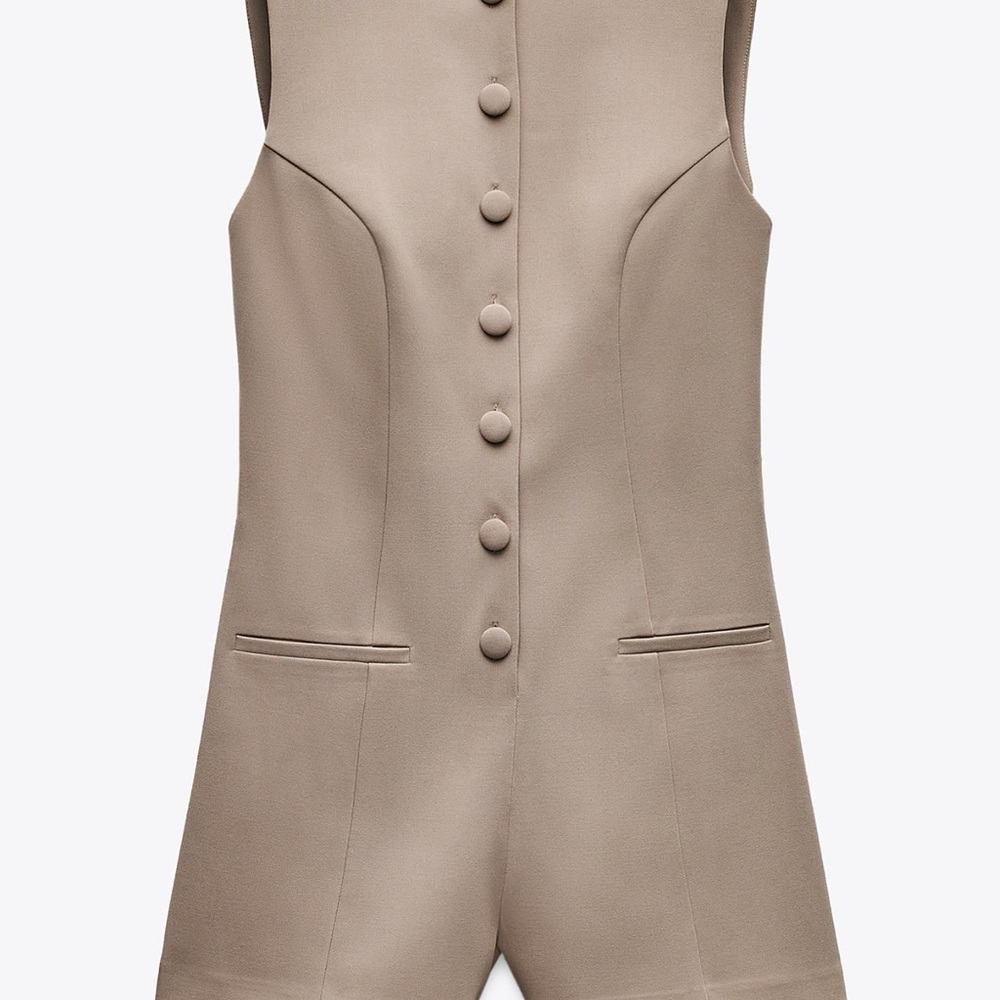 Brand New Elegant ZARA TAUPE/BROWN Sleeveless Jumpsuit